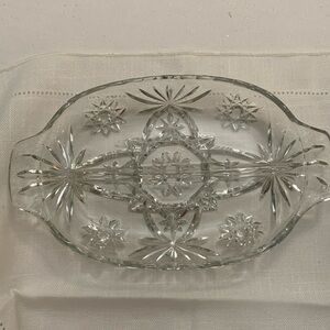 Anchor Hocking clear glass Star of David relish dish